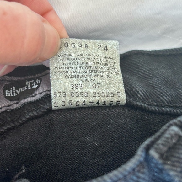 LEVI’S SILVERTAB VTG 90s Loose Black Cotton Rigid Crop Black 30x25 USA - Picture 9 of 14